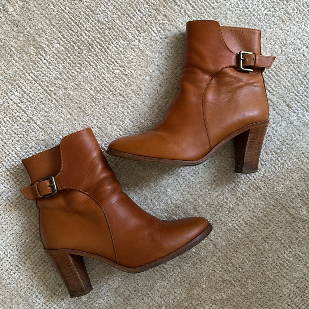 A.P.C. Brown Leather Heeled Ankle Boots